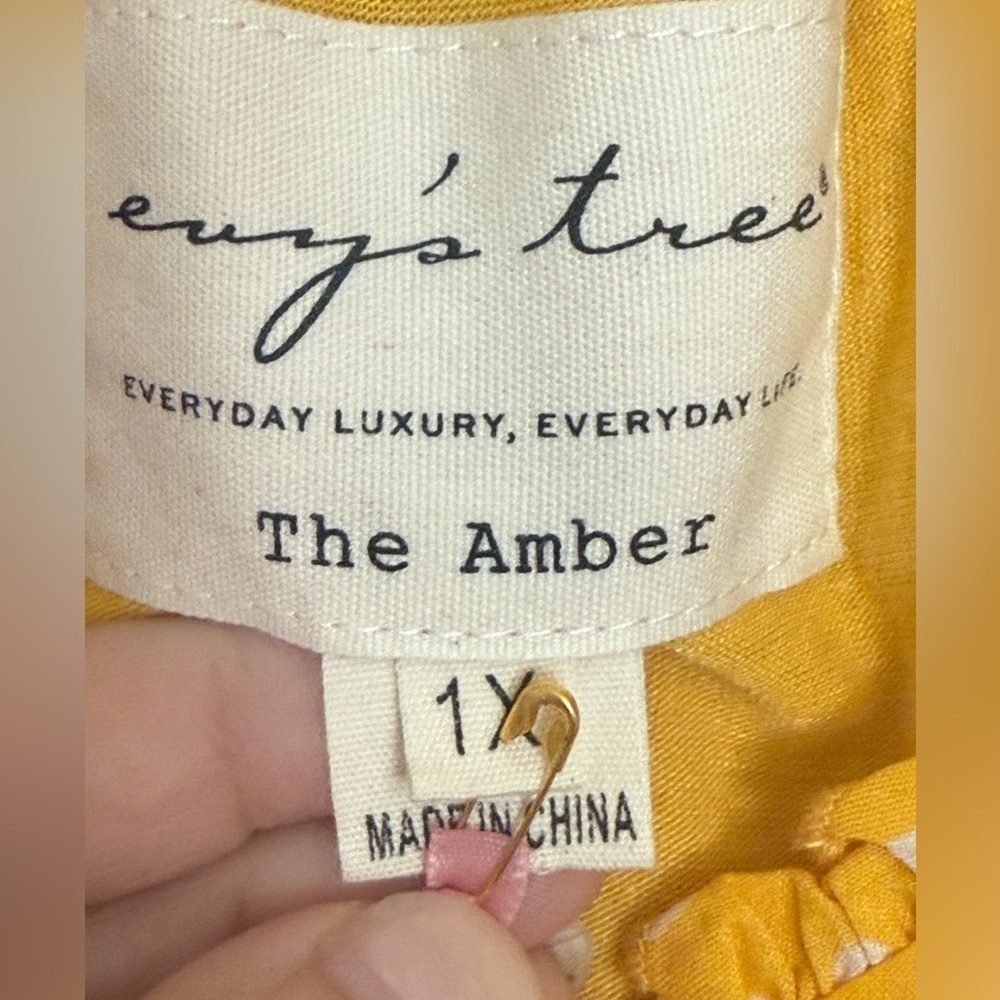 NEW WITH TAGS Evy’s Tree The Amber Blouse, Yellow White Polka Dot Blouse, 1X - Picture 3 of 10